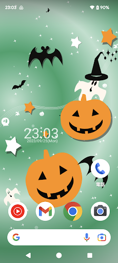 ハロウィン パンプキンと時計のライブ壁紙 Screen 3