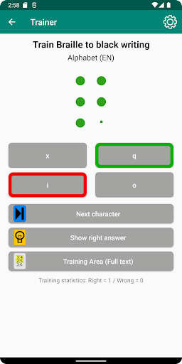 Braille Trainer Screen 3