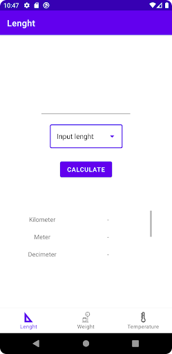 Android application Unit Calculator screenshort