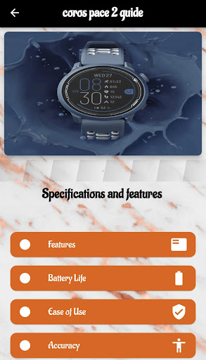 Android application coros pace 2 guide screenshort