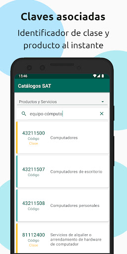 Catálogo claves Factura Screen 2