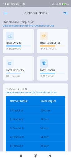Android application Lola POS screenshort