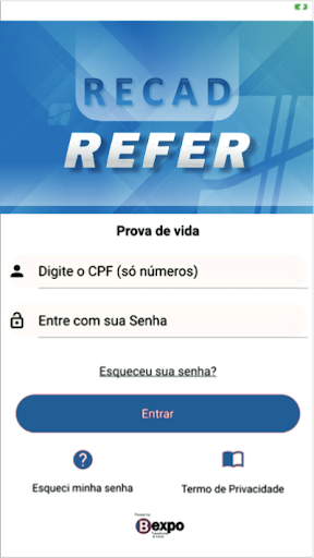 Android application RECAD REFER – Prova de Vida screenshort