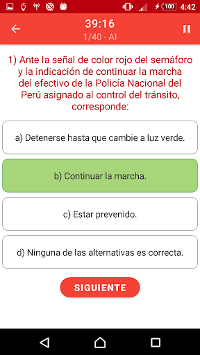 Simulador examen teórico MTC Screen 2