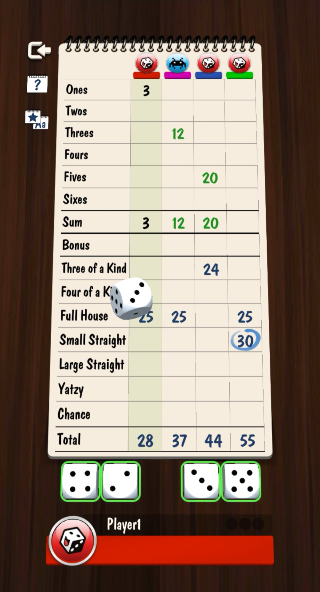 Android application Yatzy Multiplayer Dice Game screenshort