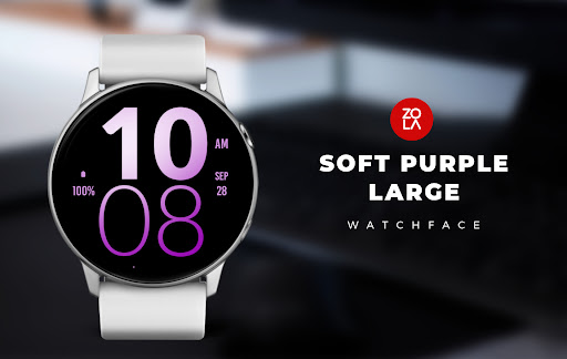 Android application Soft Purple Large Watch Face screenshort