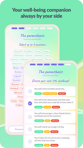 Mosaik: CBT therapy journal Screen 3