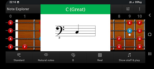 Bass Guitar Note Trainer Demo Screen 2