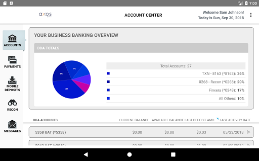 Axos Treasury Management Screen 3
