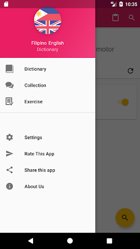 Android application Filipino English Dictionary screenshort