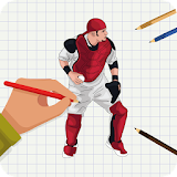 Drawing baseball players icon