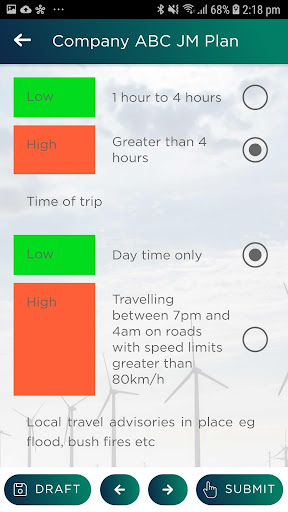 Journey Management System Screen 2