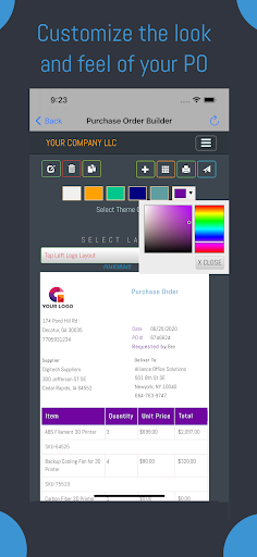 Purchase Order App Screen 2