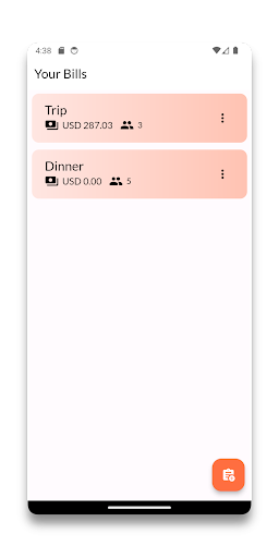 Android application Bills Splitter App screenshort
