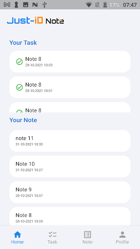 Just-iD Note Screen 2