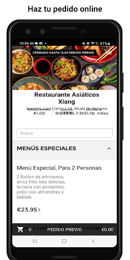 Android application Restaurante Asiático Xiang screenshort