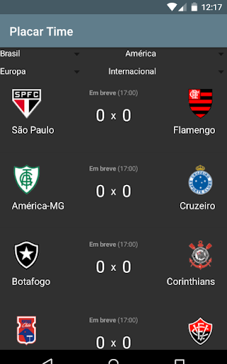 Android application Placar Time screenshort