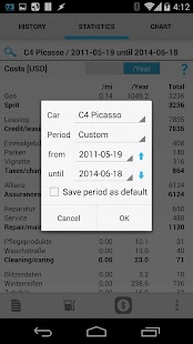 Car-costs and fuel log Screenshot