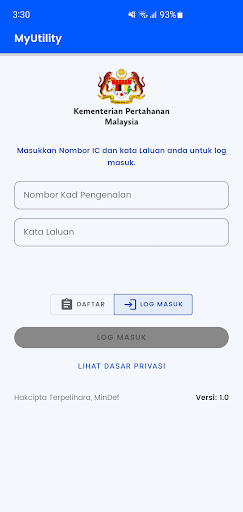 Android application Sistem MyUtility MinDef screenshort