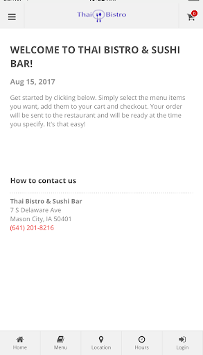 Android application Thai Bistro & Sushi Bar screenshort