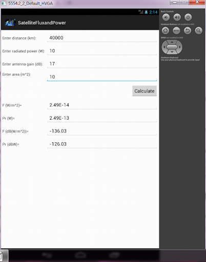 Flux Density & Received Power Screen 3