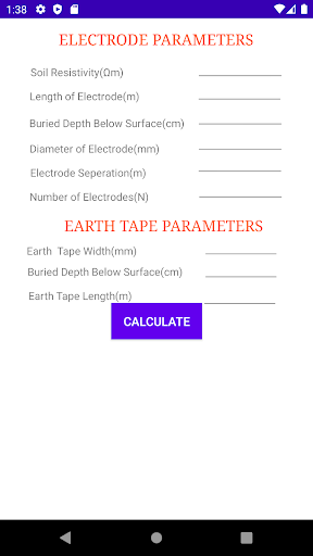 Android application Telco Earthing Calculator screenshort