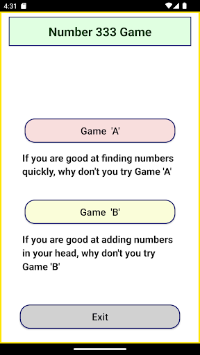 Android application Number 333 Game screenshort