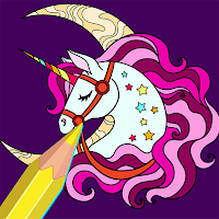 Unicorn Paint by Number - Fantasy Glitter Coloring