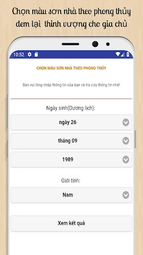 Android application Chọn màu sơn nhà phong thủy screenshort