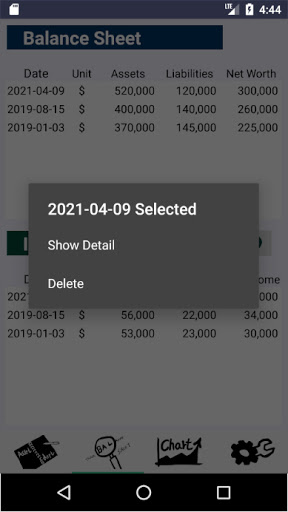 FNote - Balance Sheet, Income Screen 3
