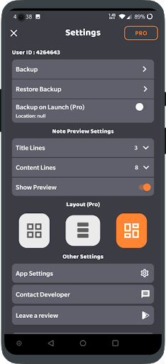 Screenshot of Dark Note - Notes + Grocery