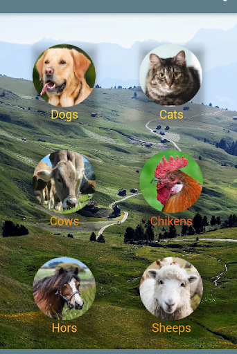 Android application pets and farm animal sounds screenshort