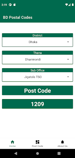 Android application BD Postal Codes screenshort