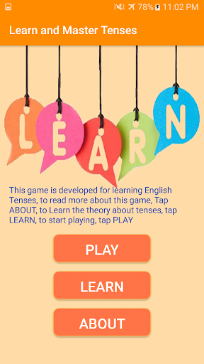 Android application Learn and Master Tenses screenshort