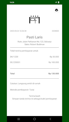 Tanda Terima Screen 3