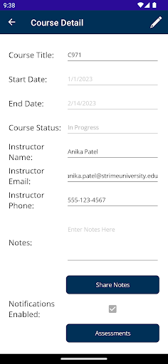Student Planner Screen 3