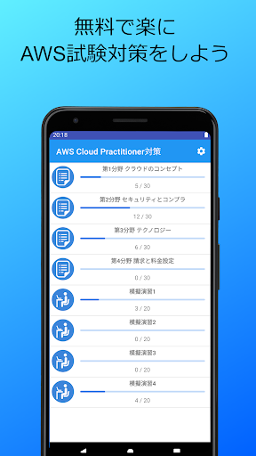 Android application AWSクラウドプラクティショナー試験対策（問題集・模擬演習） screenshort
