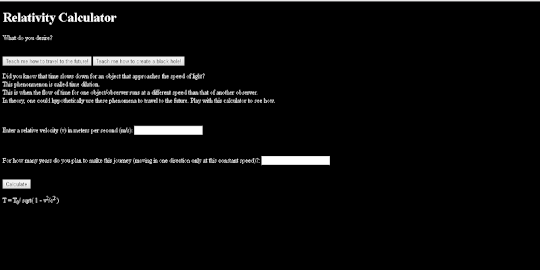 Relativity Calculator