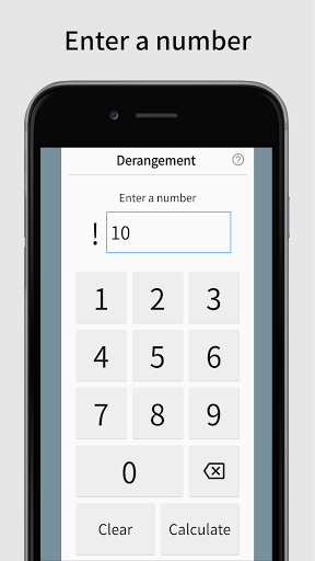 Android application Derangement Subfactorial Calcu screenshort