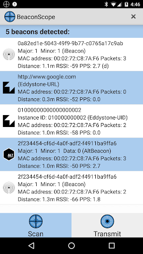 Android application Beacon Scope screenshort