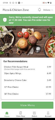 Pizza & Chicken Zone Screen 2