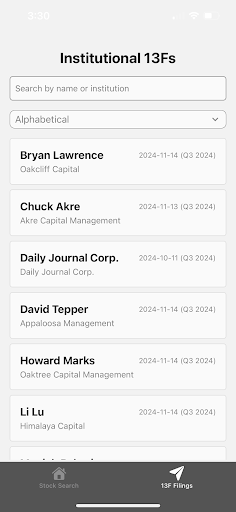 Stock Trends and 13F Filings Screenshot 1 - AppWisp.com