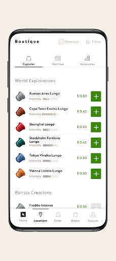 Screenshot of Nespresso