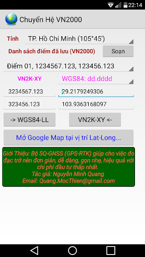 Android application Chuyển Tọa Độ VN2000 screenshort