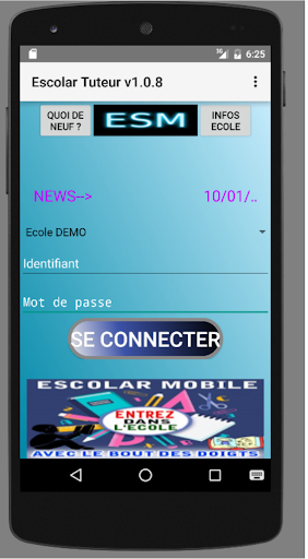 Android application Escolar Tuteur screenshort