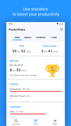 PocketWaka — Wakatime client Screen 2