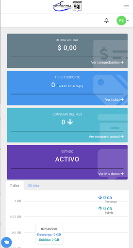 Android application FiberCom Clientes screenshort