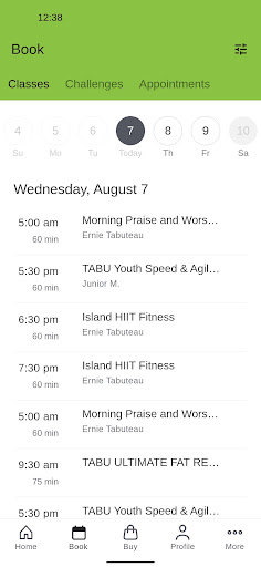 TABU Fitness Screen 2