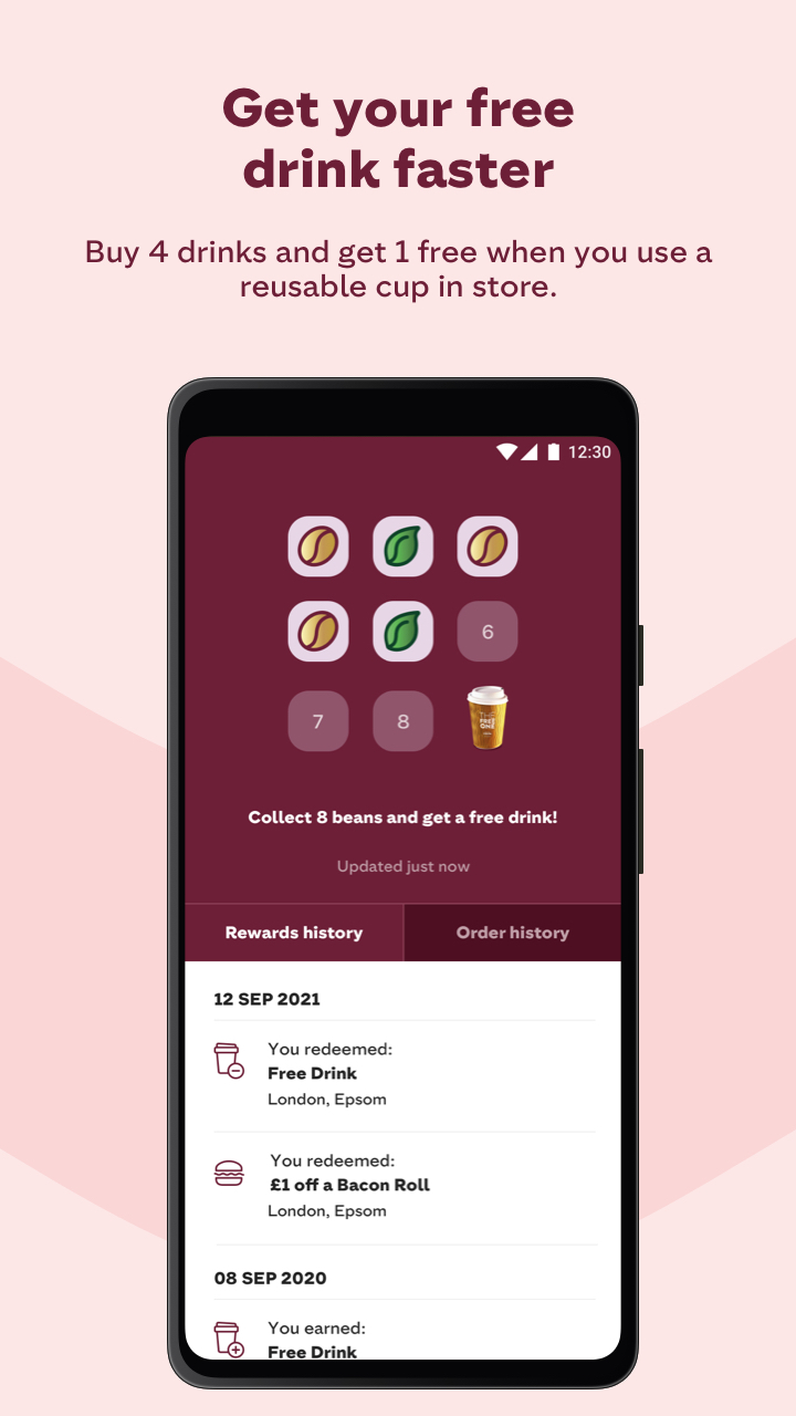 Android application Costa Coffee Club screenshort