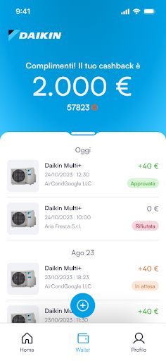 Android application Daikin ti premia screenshort